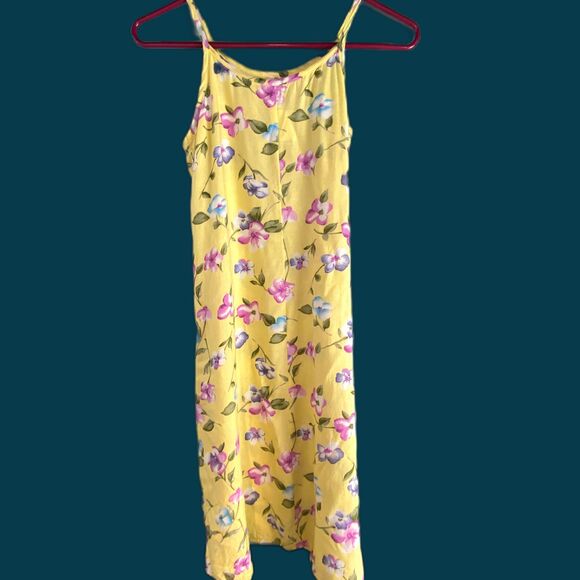 Vintage AMY TOO! Yellow High Neck Floral Sun Dress Girls Size 8 - Picture 1 of 7